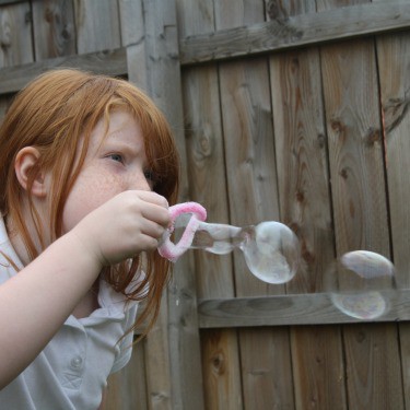 Make homemade bubbles using  washing up liquid and water. Use pipecleaners for the blowers and learn that you're never too old for bubbles!