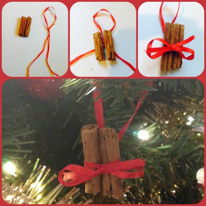 Homemade cinnamon stick tree decorations