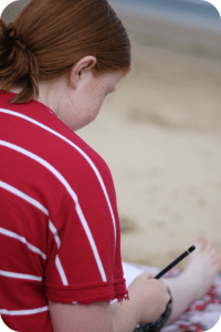 sketching at the beach