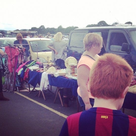 Master Frugal (and some  random woman) at the car boot sale just before his big find!