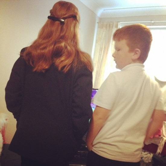 I took this while they were watching something before school. I can't believe how grown up they're looking.