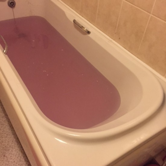 Baths are usually pink or glittery rather than just plain old water or bubbles. 