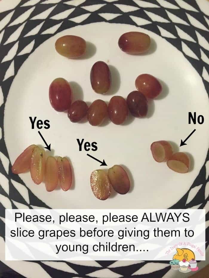 Please, please, please ALWAYS slice grapes before giving them to young children!
