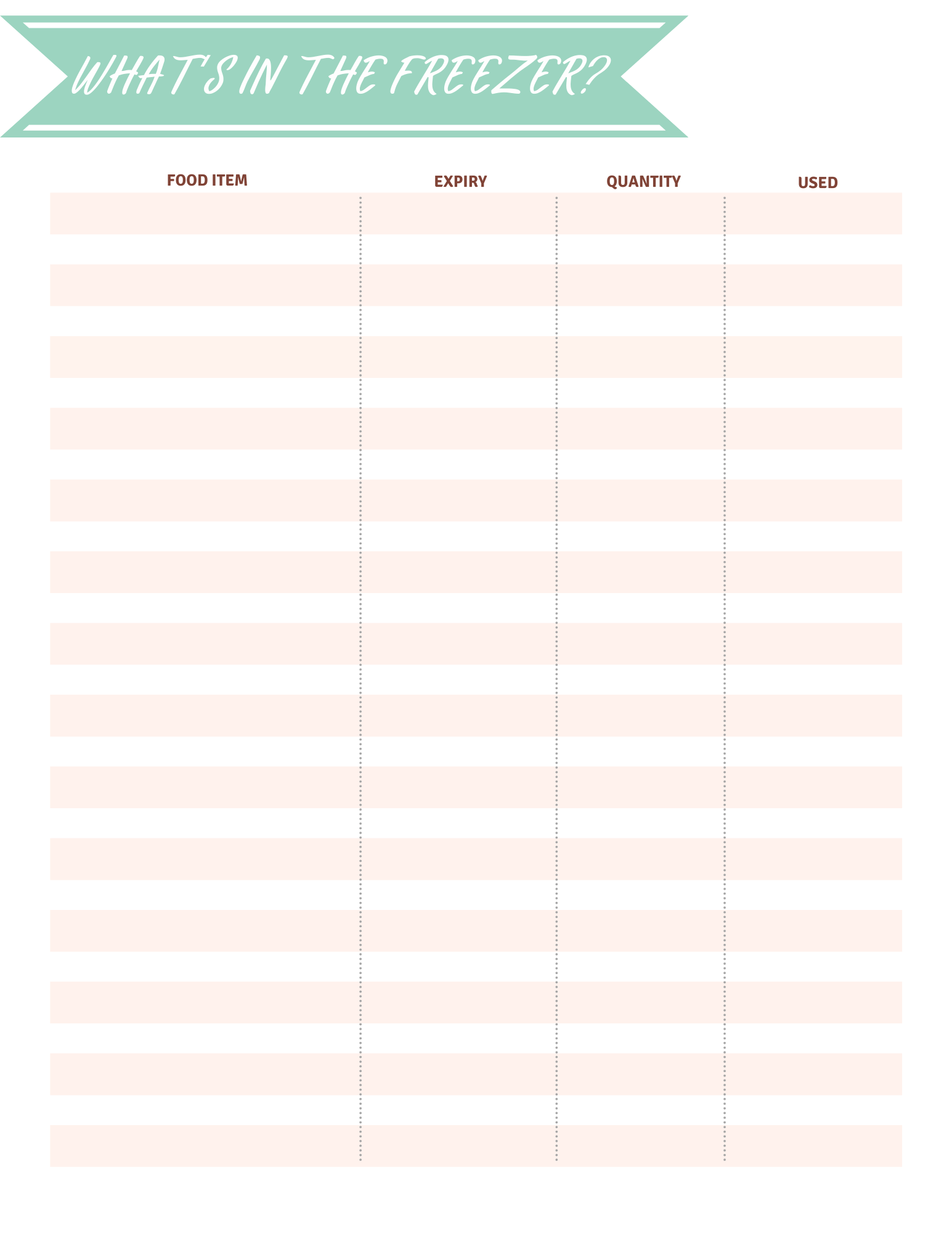 Cupboard, Fridge and Freezer Inventory {Free Printable}.... | The Diary ...