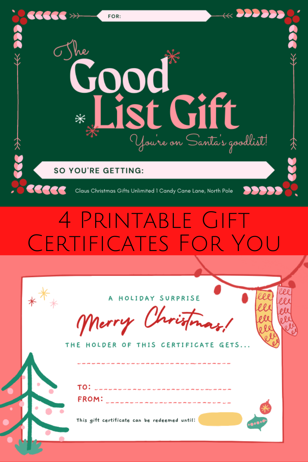 Free Christmas Printable Gift Certificates.... | The Diary of a Frugal ...