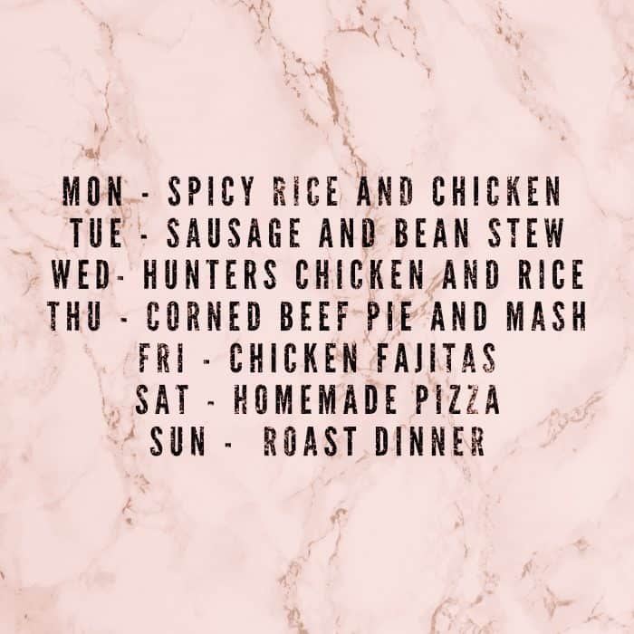 This week's meal plan