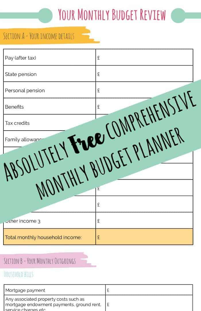 Why not take control of your finances with this free downloadable monthly budget planner. You can't save money if you don't know where you're spending it!