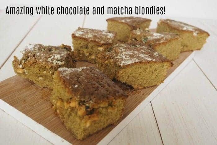 Amazing white chocolate and matcha blondies....