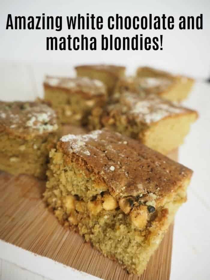 Amazing white chocolate and matcha blondies....