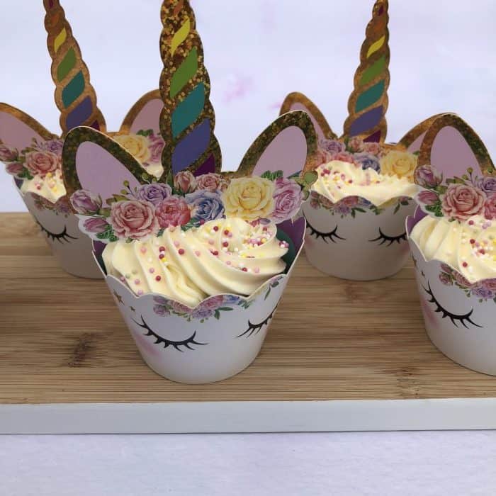 Unicorn cupcakes from a kit