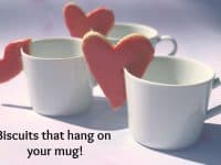 Cute Valentine's biscuits that hang on your mug...