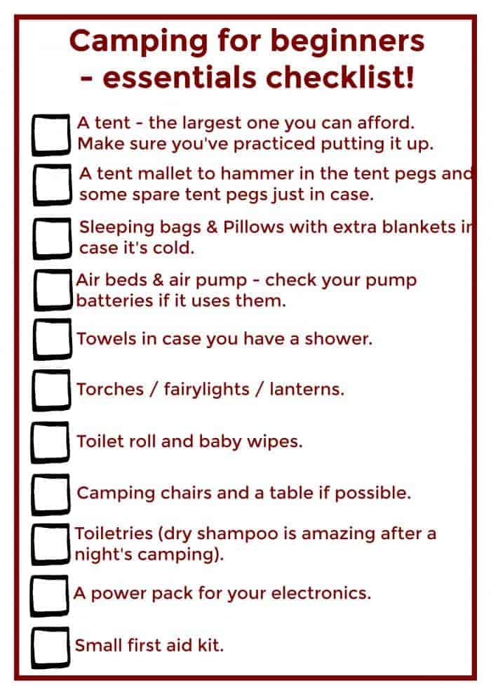 Camping for beginners - essential checklist {free printable}....
