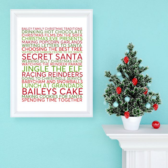 personalised family christmas traditions poster