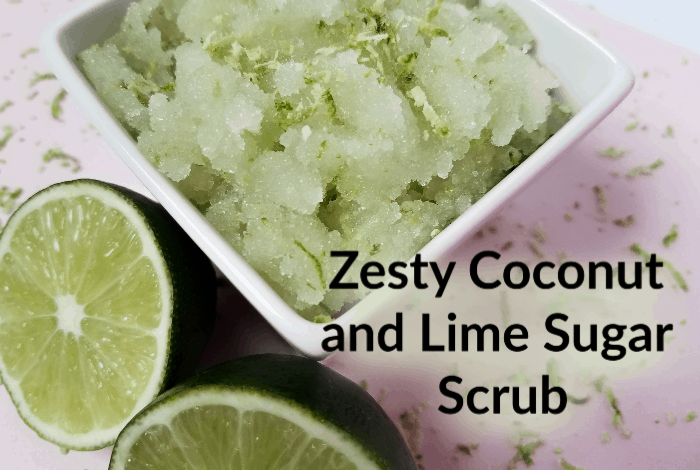 Homemade zesty coconut and lime sugar scrub.