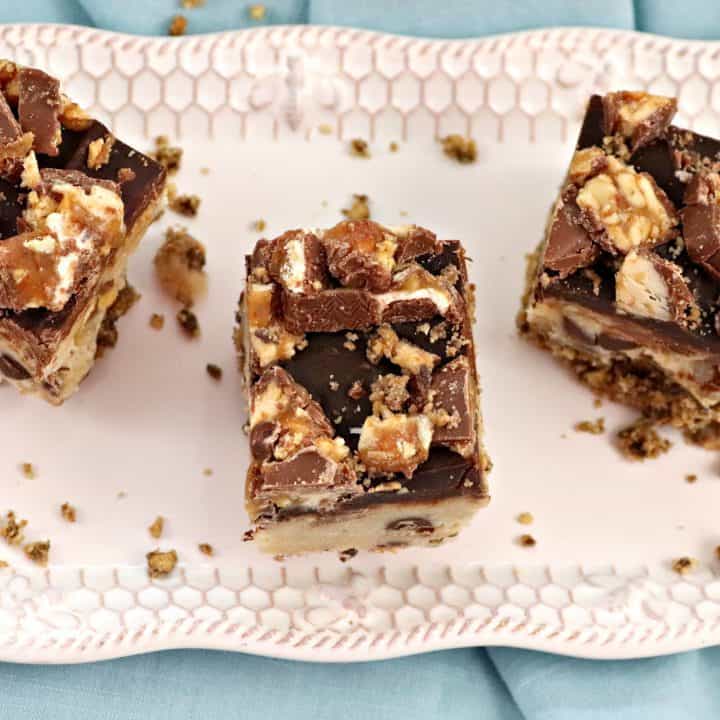 Amazing Snickers Cookie Dough Bars