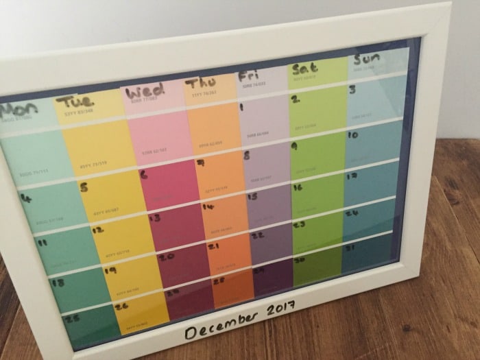 DIY Paint Chip Calendar
