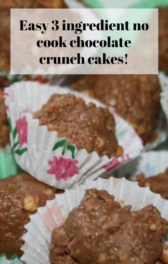 Easy 3 ingredient no cook chocolate crunch cakes