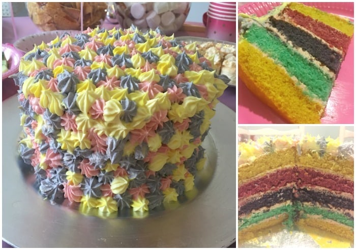 Homemade Rainbow Layer Birthday Cake....