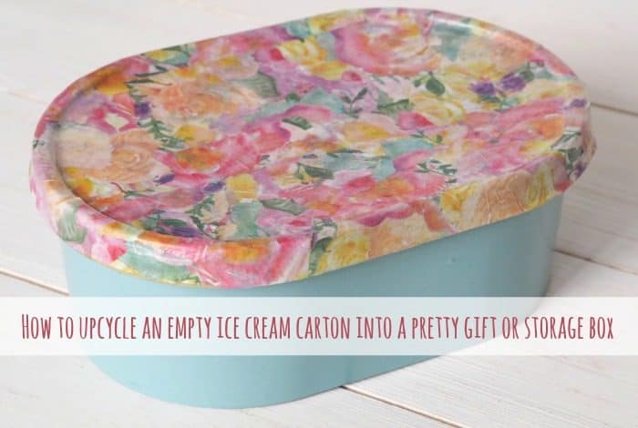 How to upcycle an empty ice cream carton into a pretty gift or storage box....
