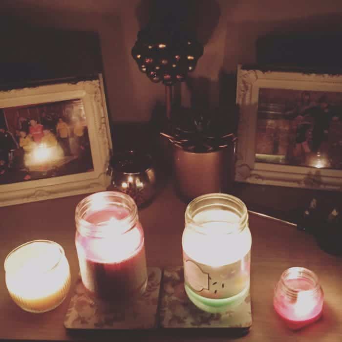 Candles in a black out