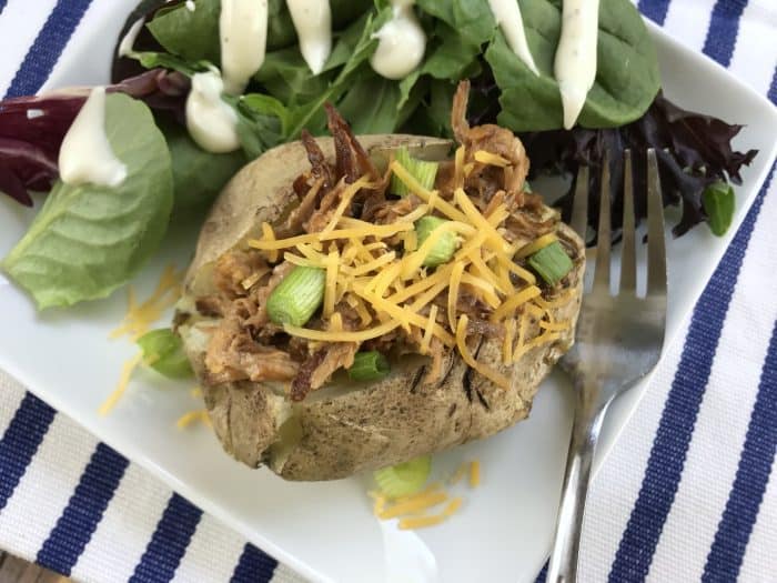 Slow cooker Pulled Pork Baked potatoes