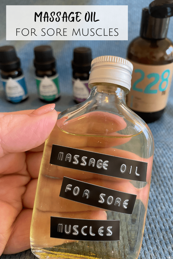 Massage oil for sore muscles