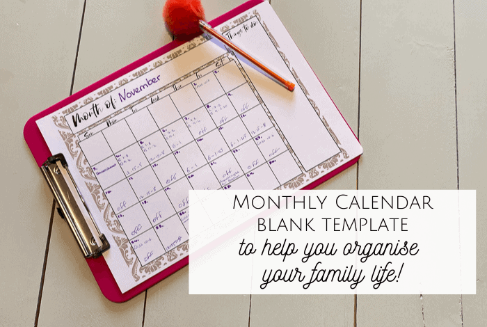 Monthly Blank Calendar Template