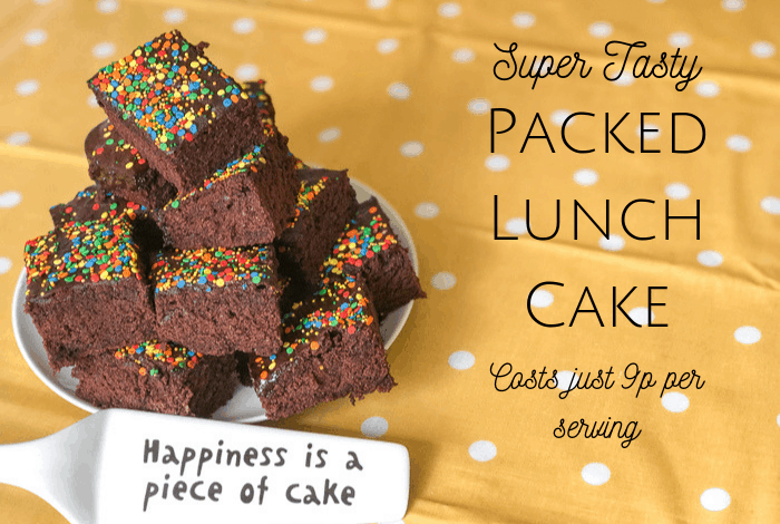This amazing packed lunch cake not only looks fab and tastes great, but it's also super frugal as it costs from as little as 9p per slice to make.