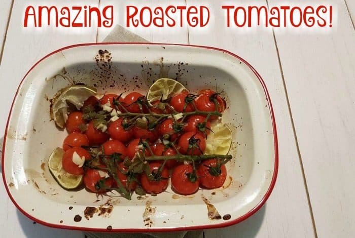 Roasted tomatoes with lime, garlic and chilli....