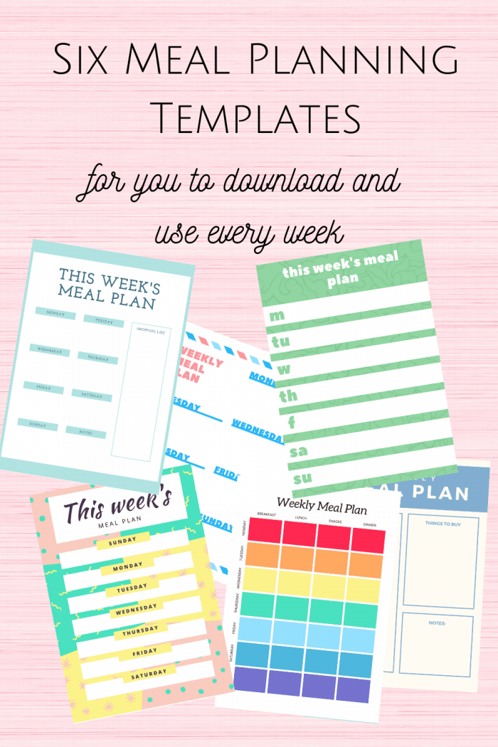 Six Meal Planning Templates