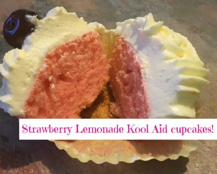 Strawberry Lemonade Kool Aid cupcakes!