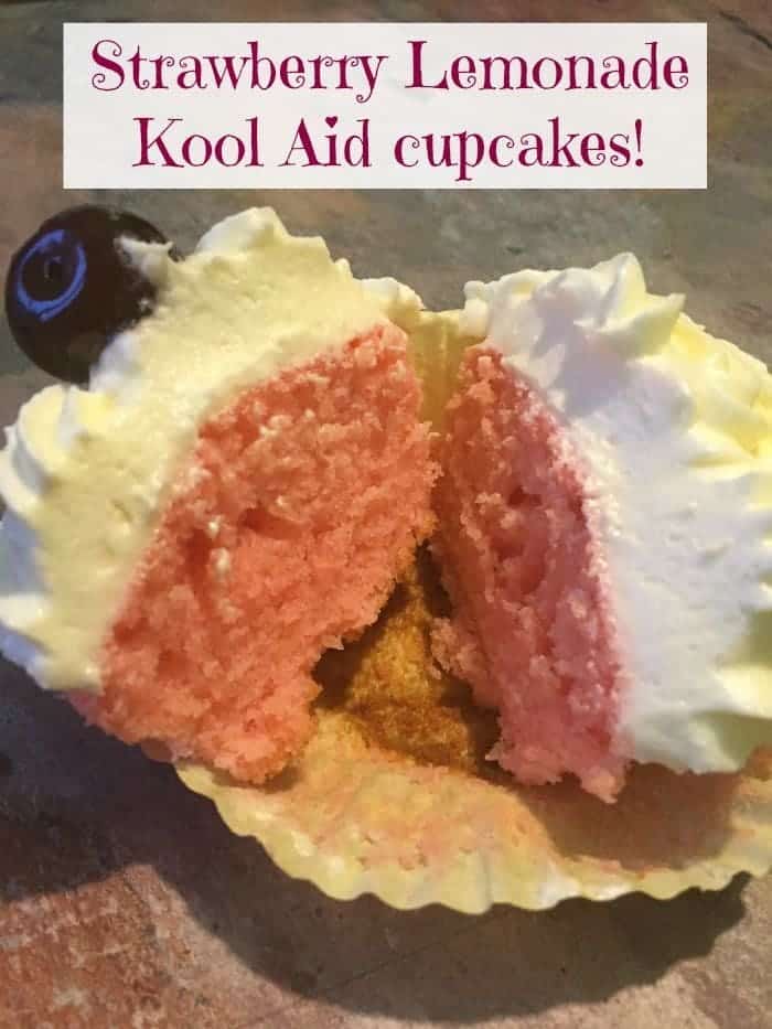 Strawberry Lemonade Kool Aid cupcakes!