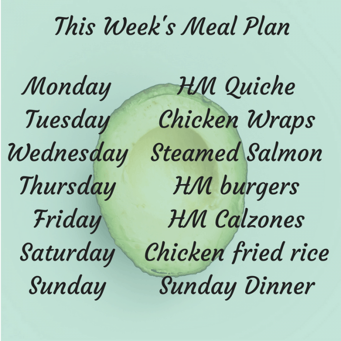 This weeks meal plan