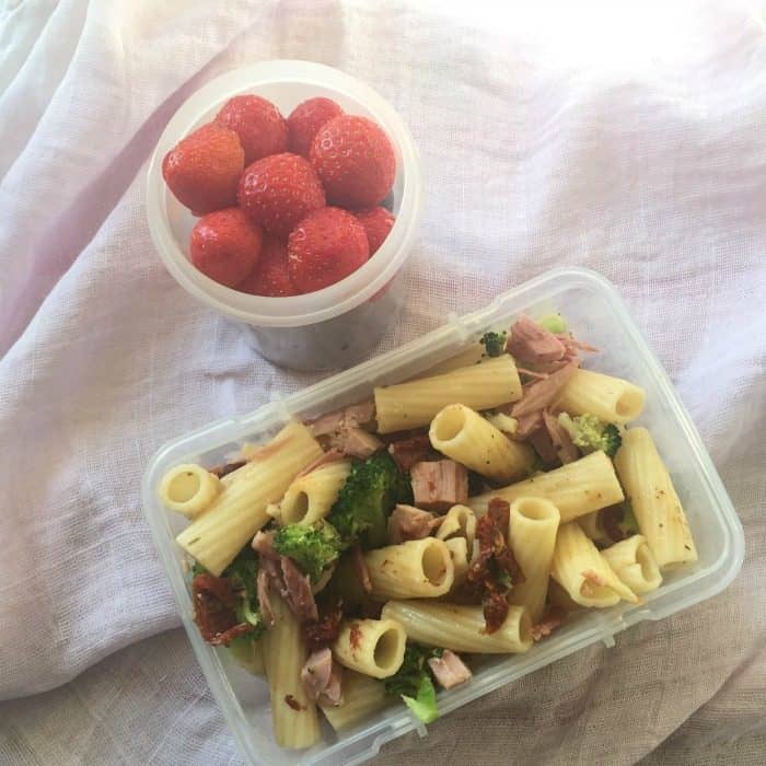 Packed lunch ideas - brocolli and ham pasta