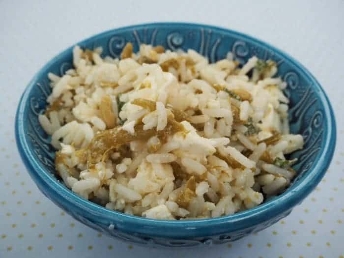 Zesty green bean and feta rice salad.