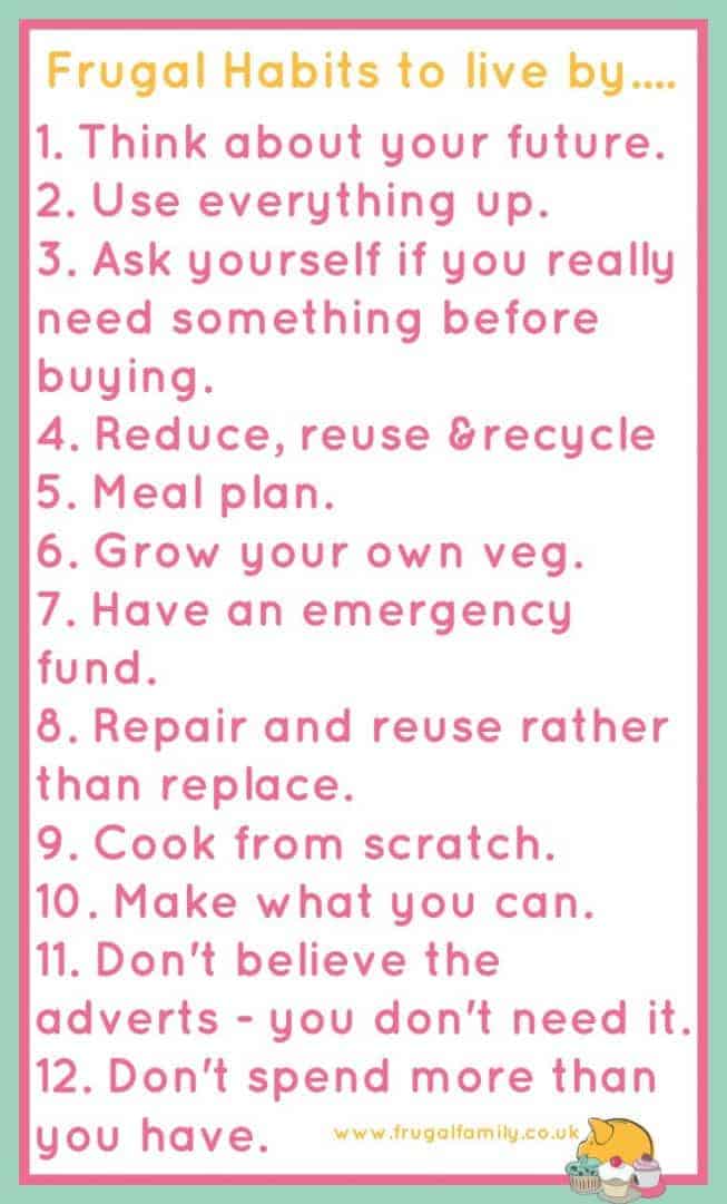 12 frugal habits to live by.