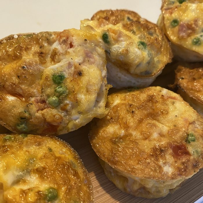 Making mini breakfast muffins with leftovers